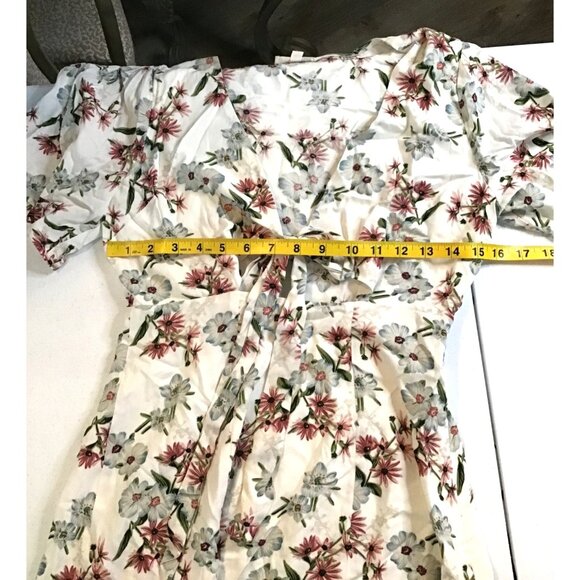 COTTON CANDY LA WOMENS WHITE FLORAL MINI DRESS SHORT SLEEVE TYE FRONT SIZE SMALL - Picture 7 of 9
